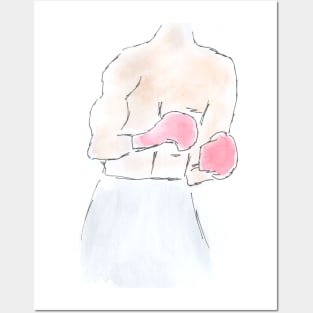 Boxer, boxing, sport. Watercolor, art decoration, sketch. Illustration hand drawn modern Posters and Art